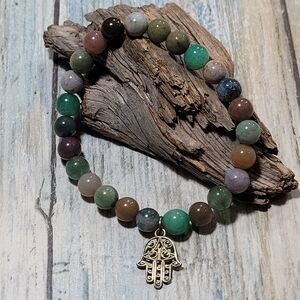 Hamsa Hand Charm Multistone Bracelet.